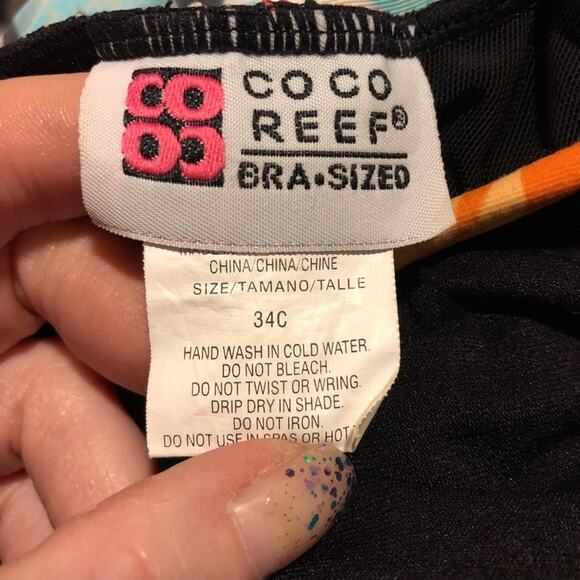 COCO REEF tropical floral aloha print one piece swimsuit with underwire size 34C - Picture 6 of 7